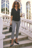 NYDJ Gabrielle Short Sleeved Blouse - Black
