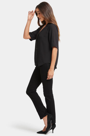 NYDJ Gabrielle Short Sleeved Blouse - Black