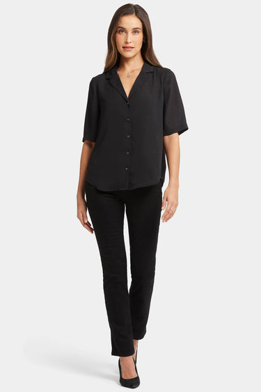 NYDJ Gabrielle Short Sleeved Blouse - Black