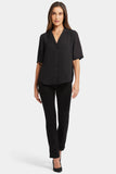 NYDJ Gabrielle Short Sleeved Blouse - Black