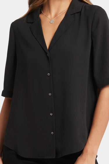 NYDJ Gabrielle Short Sleeved Blouse - Black