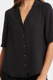 NYDJ Gabrielle Short Sleeved Blouse - Black