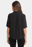 NYDJ Gabrielle Short Sleeved Blouse - Black