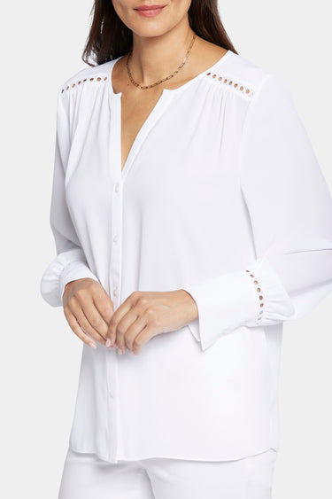 NYDJ Liliana Peasant Blouse - Optic White