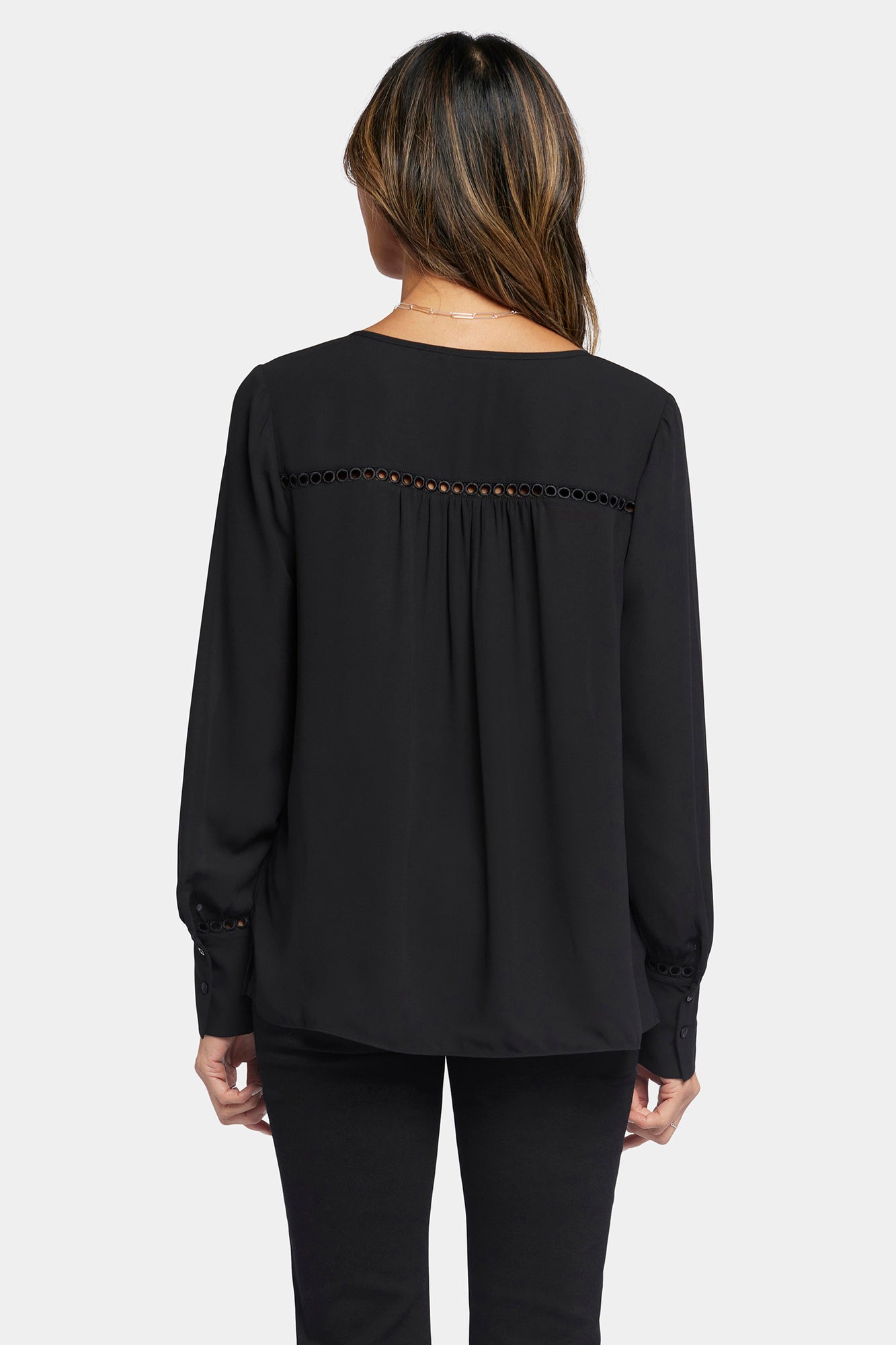 NYDJ Liliana Peasant Blouse - Black