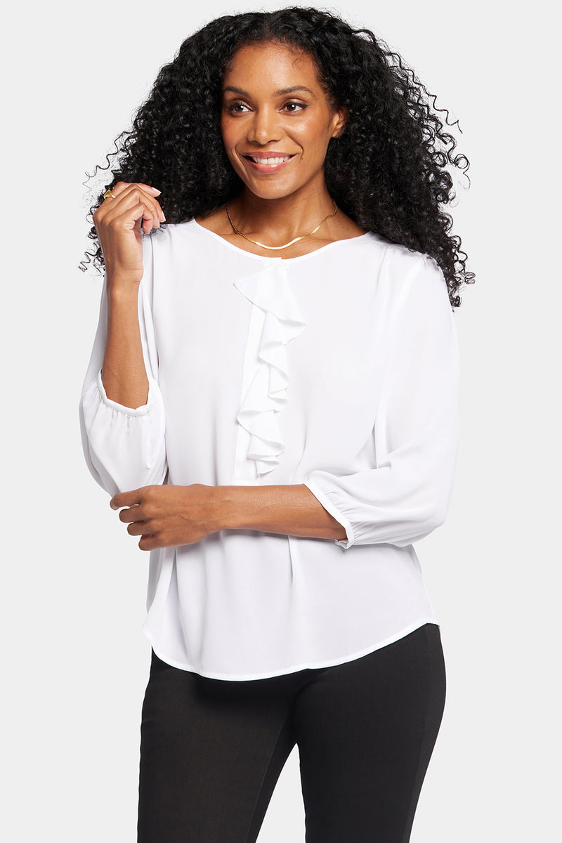 NYDJ Flounce Front Blouse - Optic White