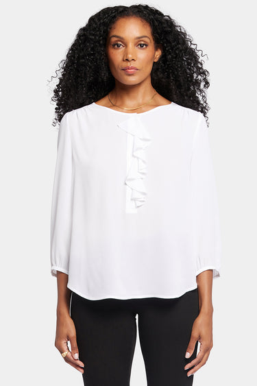 NYDJ Flounce Front Blouse - Optic White