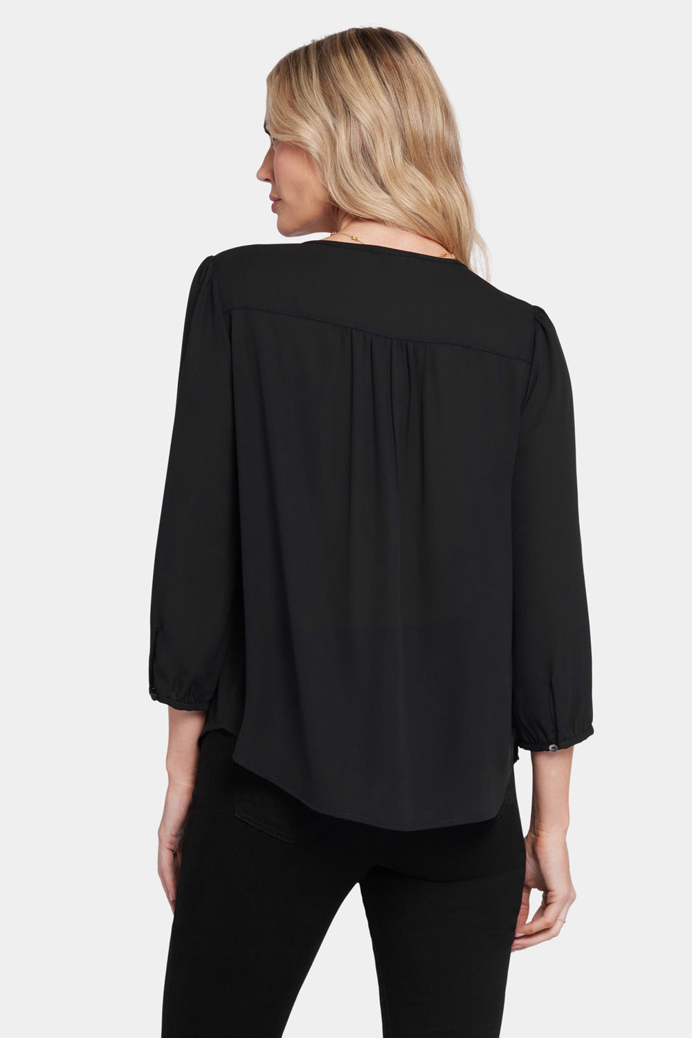 Flounce Front Blouse - Black Solids | NYDJ