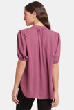 NYDJ Short Puff Sleeve Popover Top - Crushed Berry