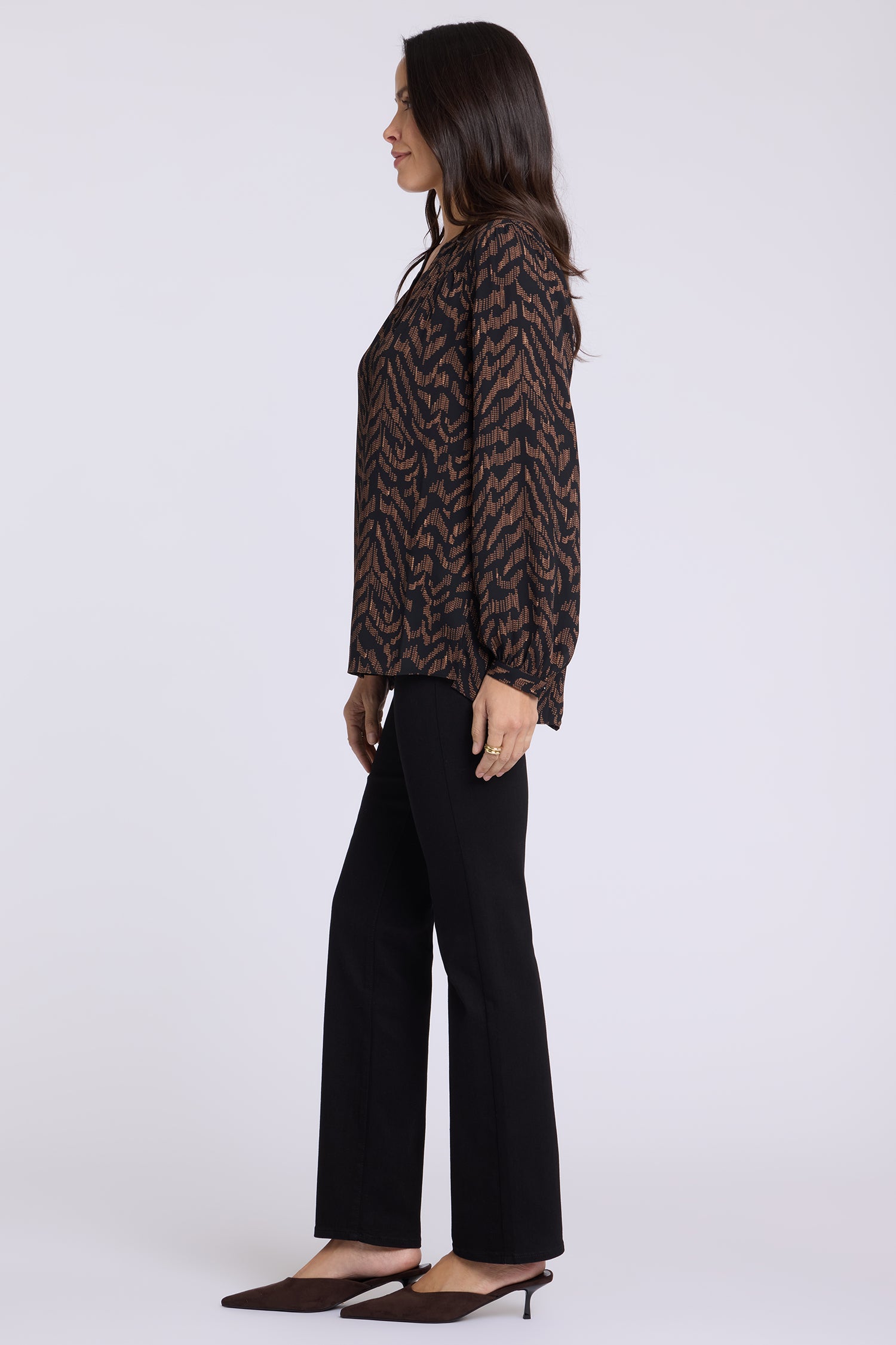 Trinity Blouse - Jagged Tiger Chocolate Multi | NYDJ