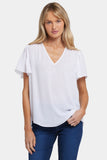 NYDJ Pleated Flutter Sleeved Blouse - Optic White