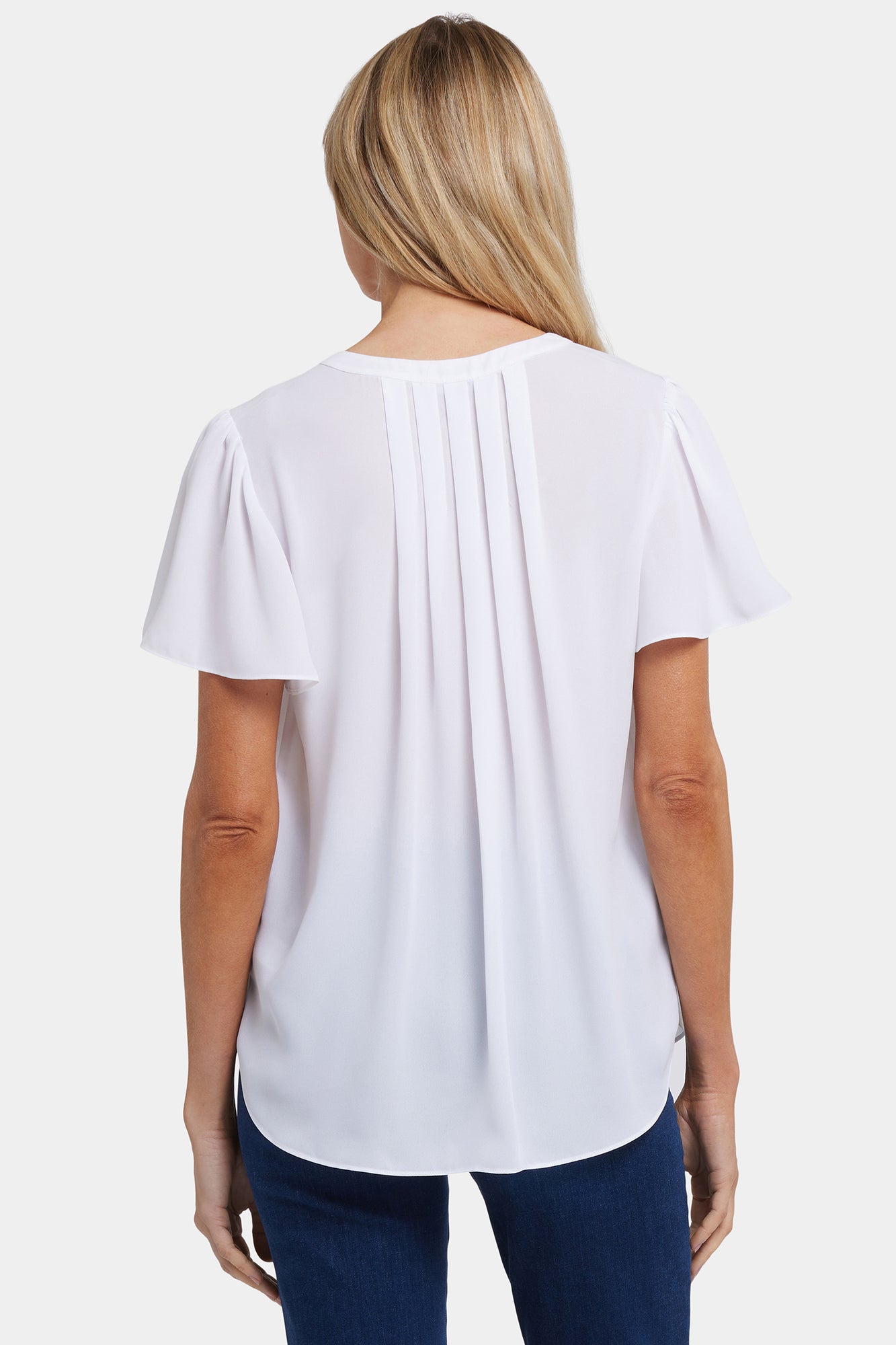 NYDJ Pleated Flutter Sleeved Blouse - Optic White