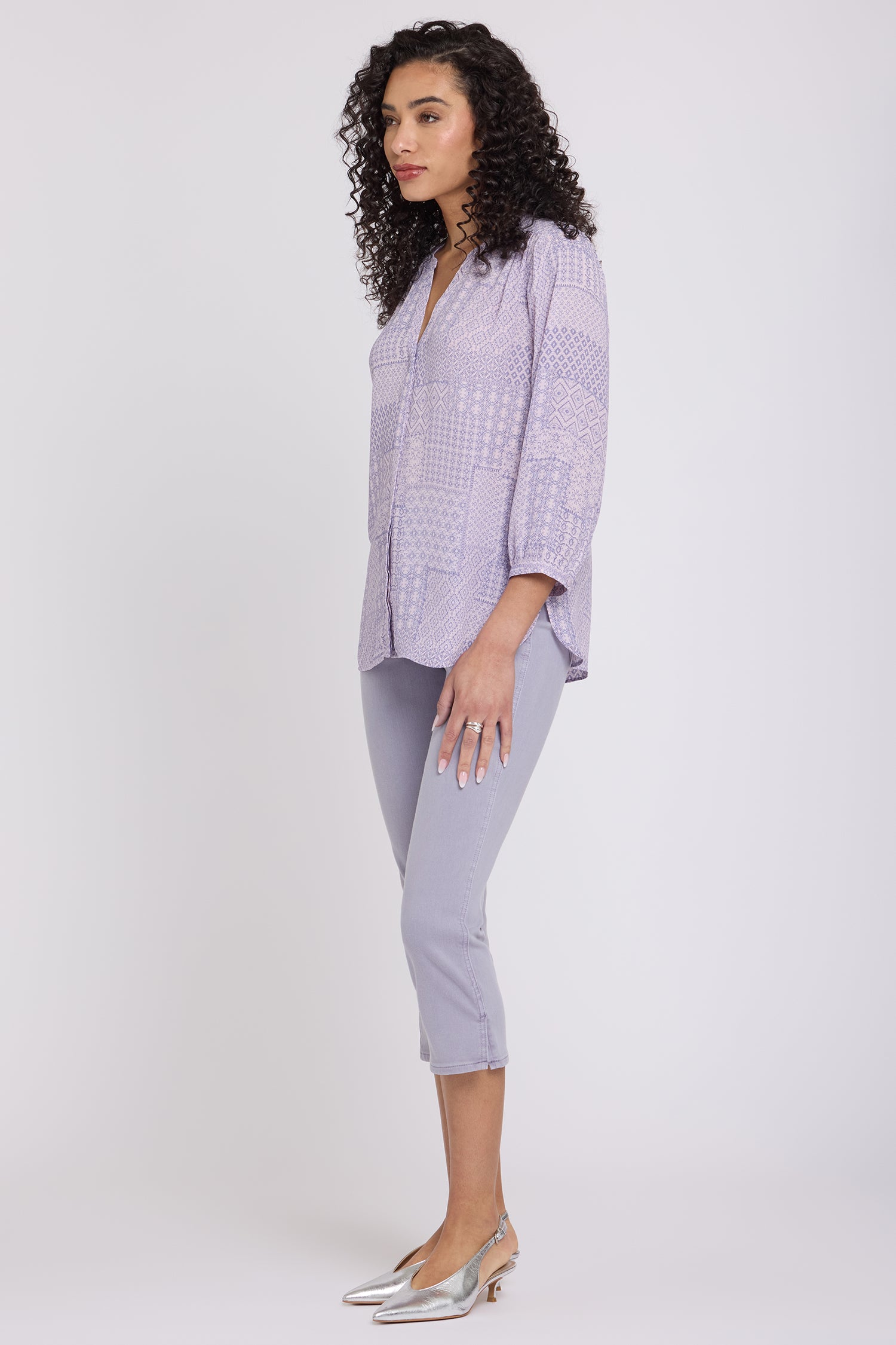 Pintuck Blouse - Pandora Patchwork Purple | NYDJ