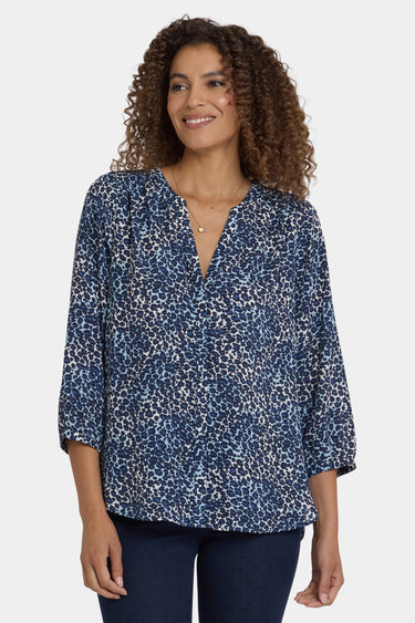 NYDJ Pintuck Blouse - Indigo Cat
