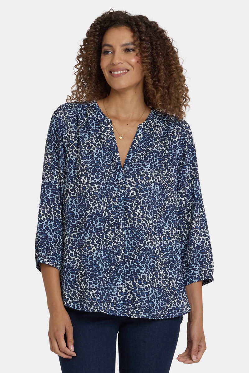 NYDJ Pintuck Blouse - Indigo Cat