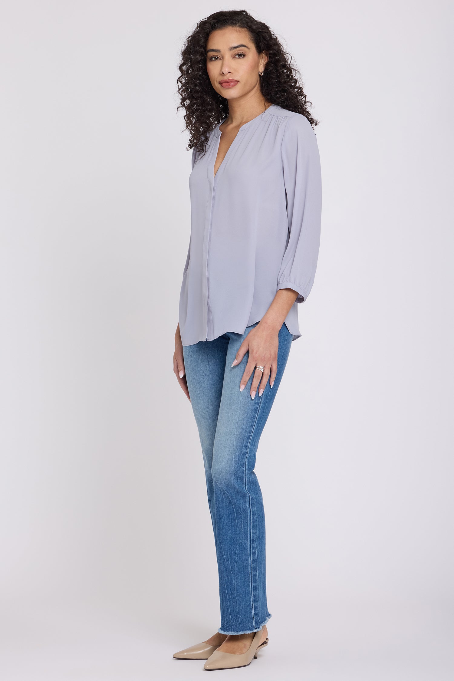 Pintuck Blouse - Vintage Lavender Solid Colors | NYDJ