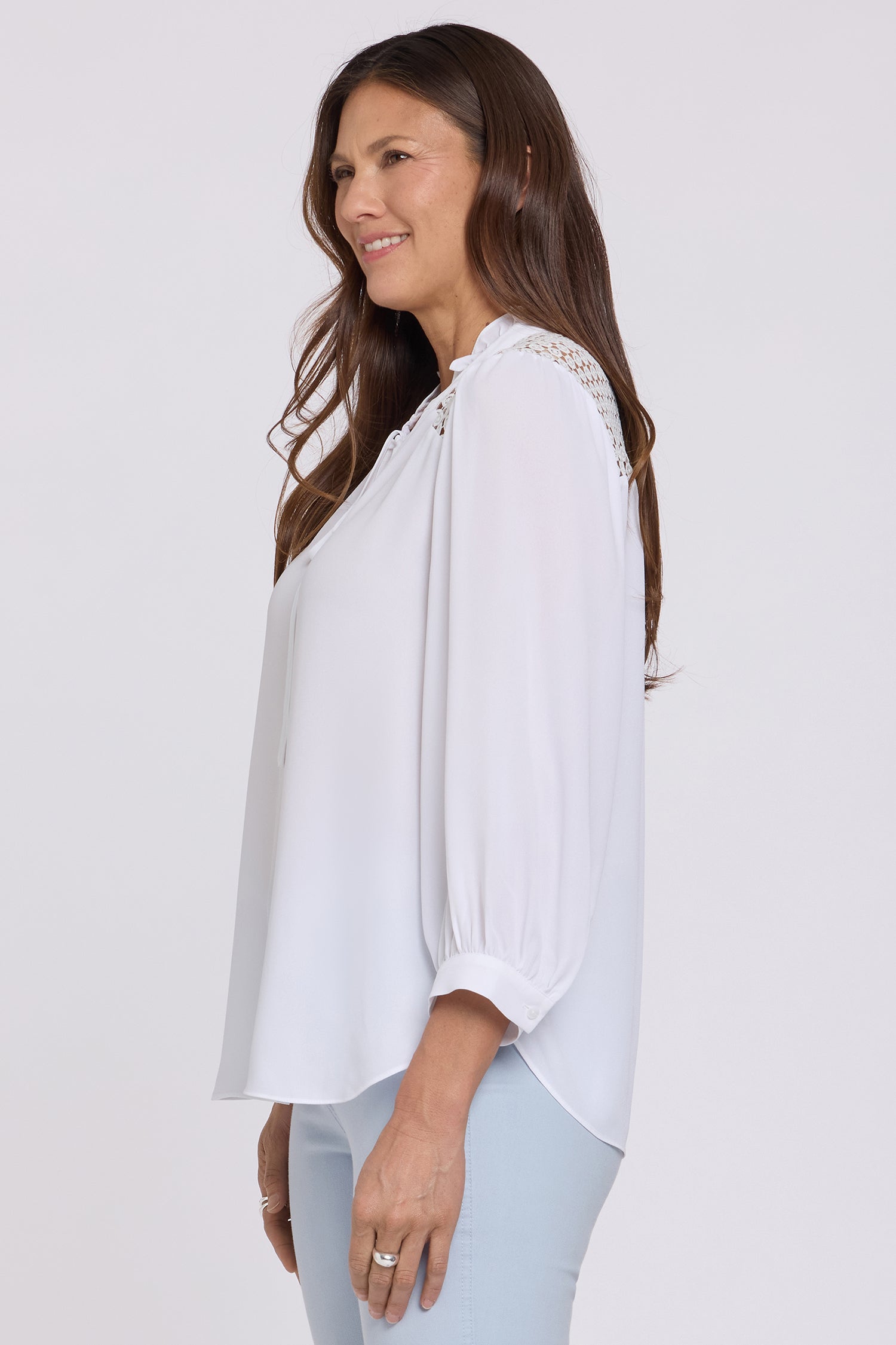 Lorelei Lace Yoke Blouse - Optic White White | NYDJ