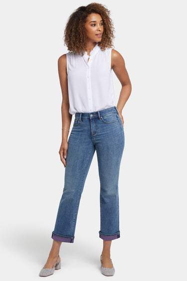 NYDJ Marilyn Straight Ankle Jeans With Color Cuffs - Majorca Bay