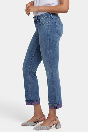 NYDJ Marilyn Straight Ankle Jeans With Color Cuffs - Majorca Bay