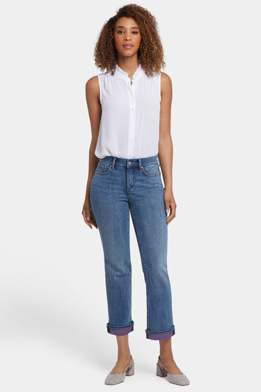 NYDJ Marilyn Straight Ankle Jeans With Color Cuffs - Majorca Bay