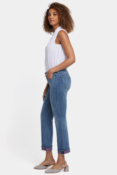 NYDJ Marilyn Straight Ankle Jeans With Color Cuffs - Majorca Bay