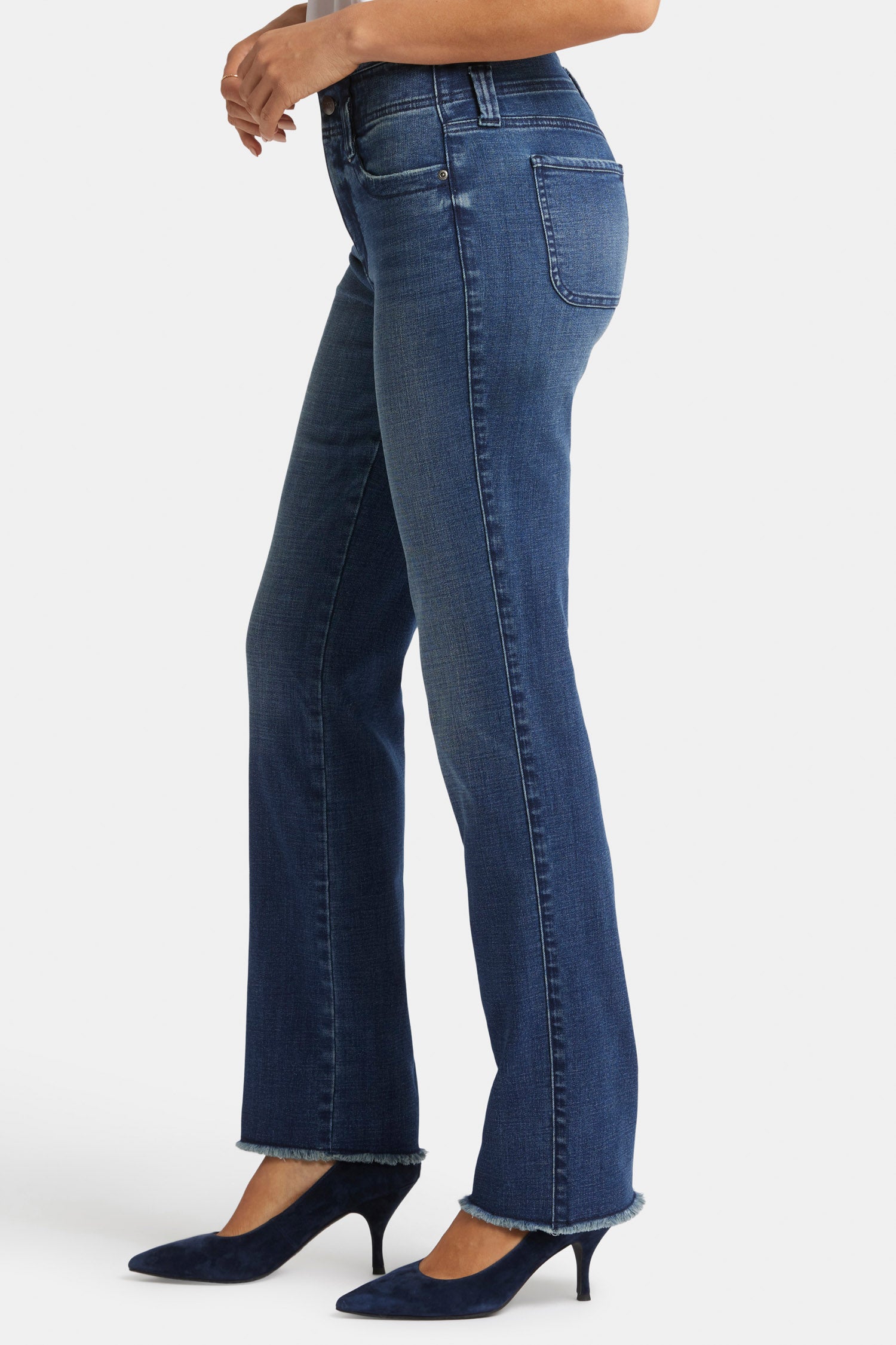 Marilyn Straight Jeans With High Rise And Frayed Hems - Moonlight Blue |  NYDJ