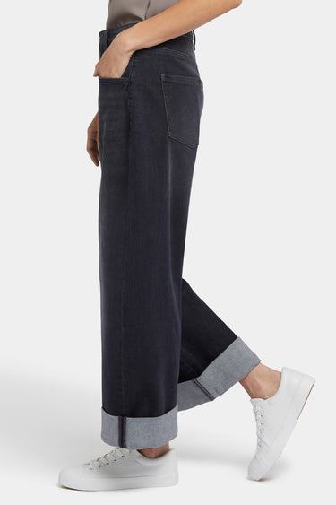 NYDJ Renee Baggy Wide Leg Jeans With Roll Cuffs - Murcia Peaks