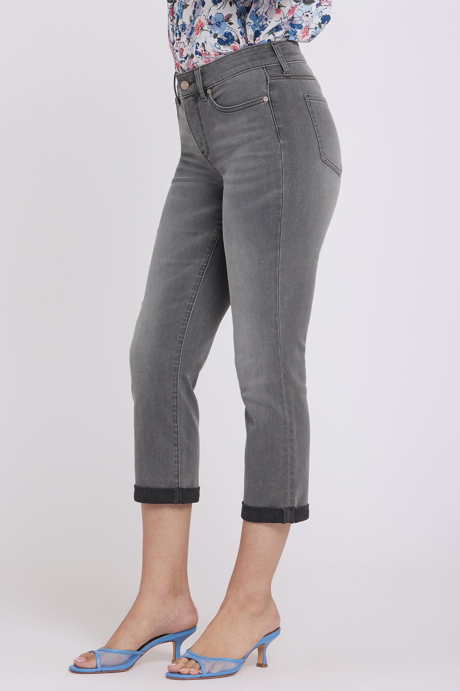 Chloe Skinny Capri Jeans With Roll Cuffs - Dusty Ash Grey | NYDJ