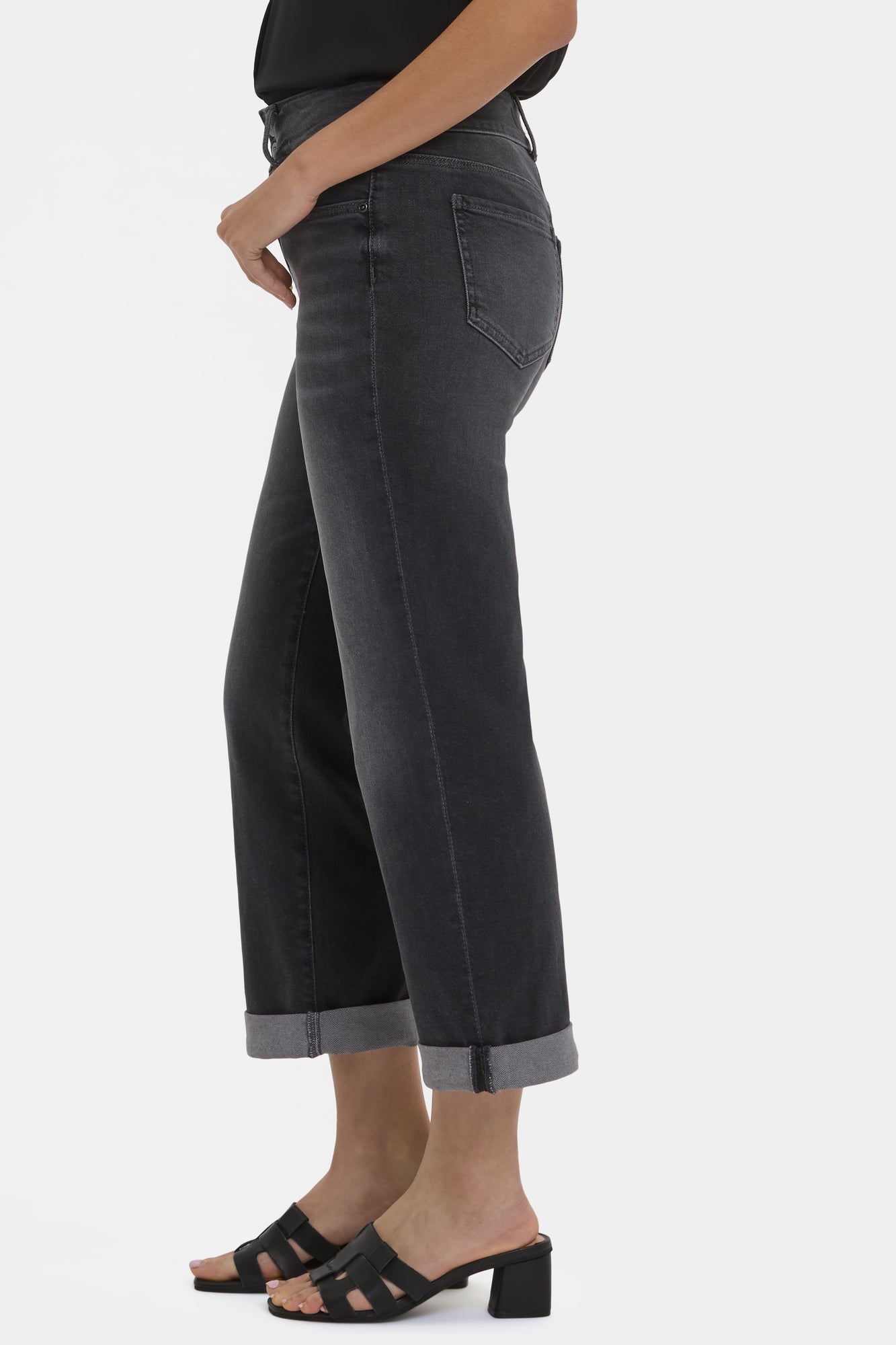 NYDJ Bailey Relaxed Straight Crop Jeans With High Rise And Roll Cuffs - Castile Dream