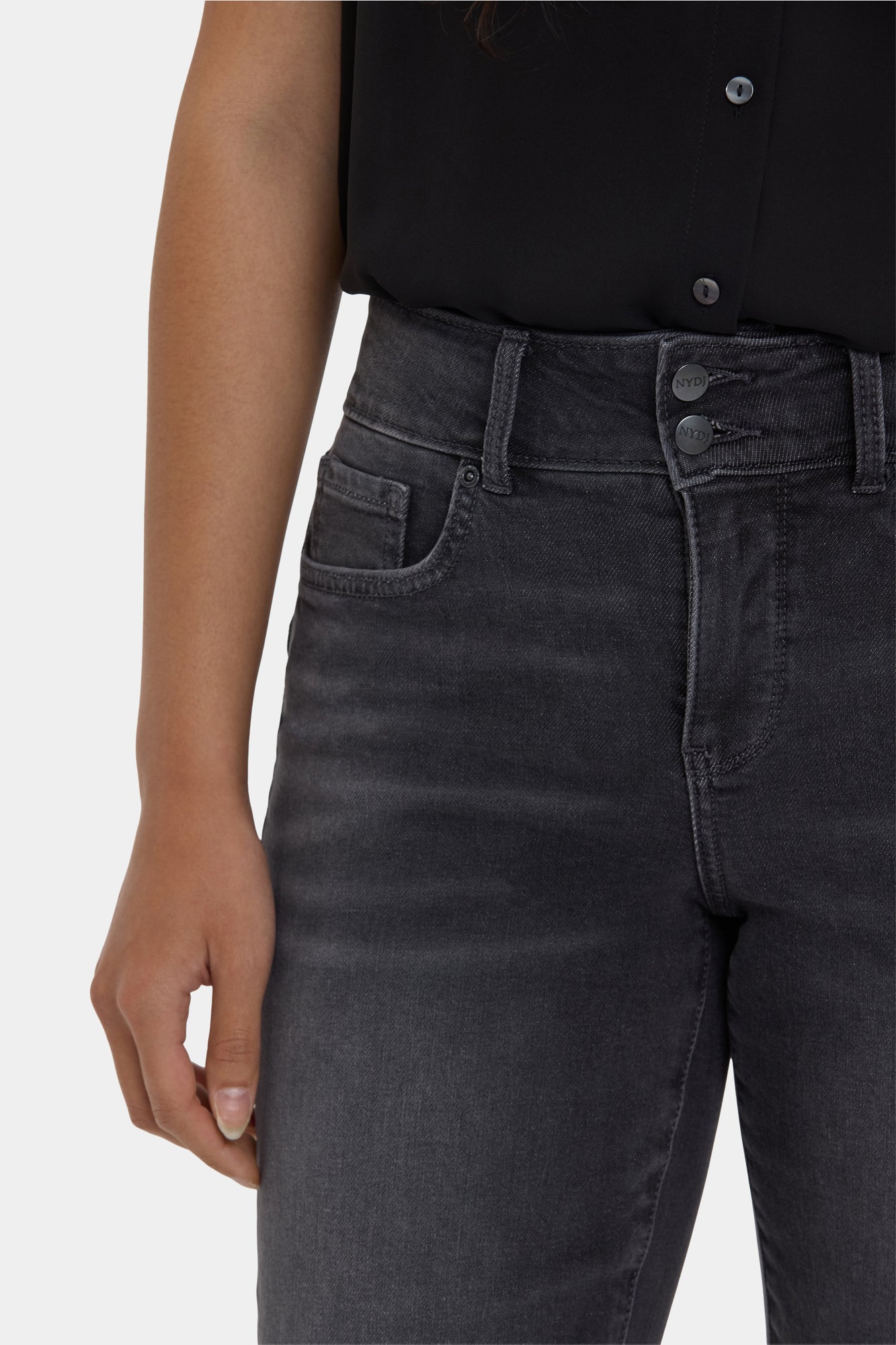 NYDJ Bailey Relaxed Straight Crop Jeans With High Rise And Roll Cuffs - Castile Dream