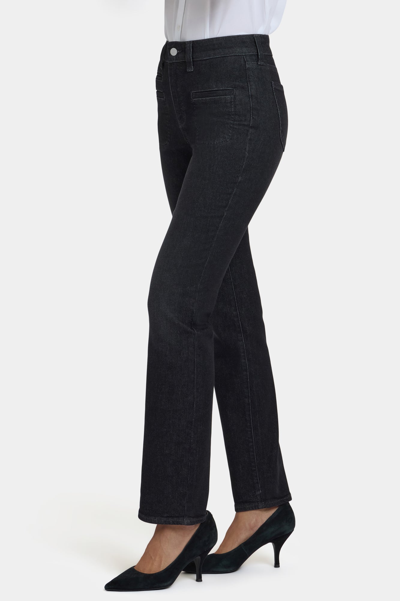 NYDJ Marilyn Straight Jeans With High Rise, Utility Welt Pockets And 31