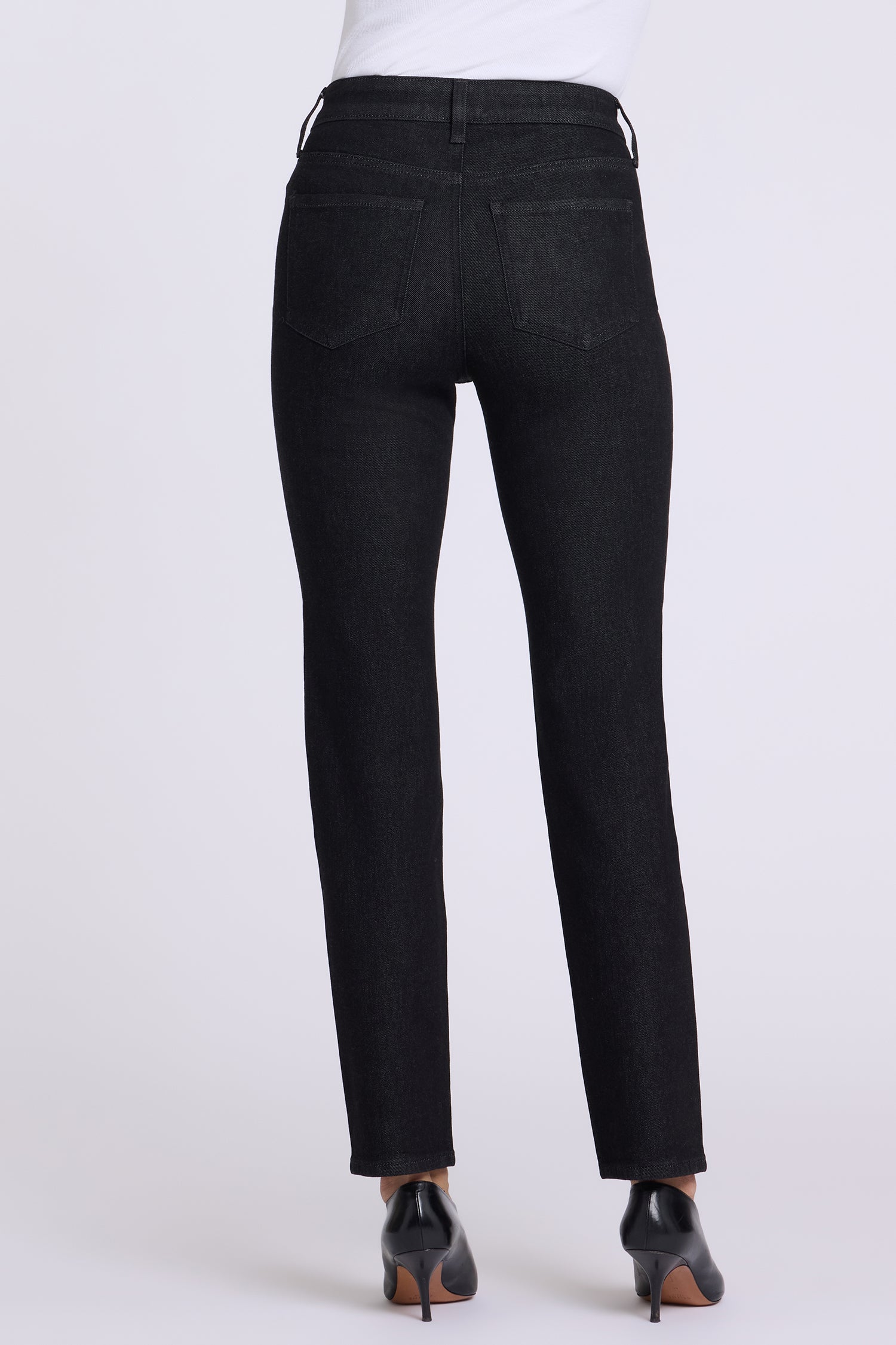 Sheri Slim Straight Jeans With High Rise And Studs - Black Rinse
