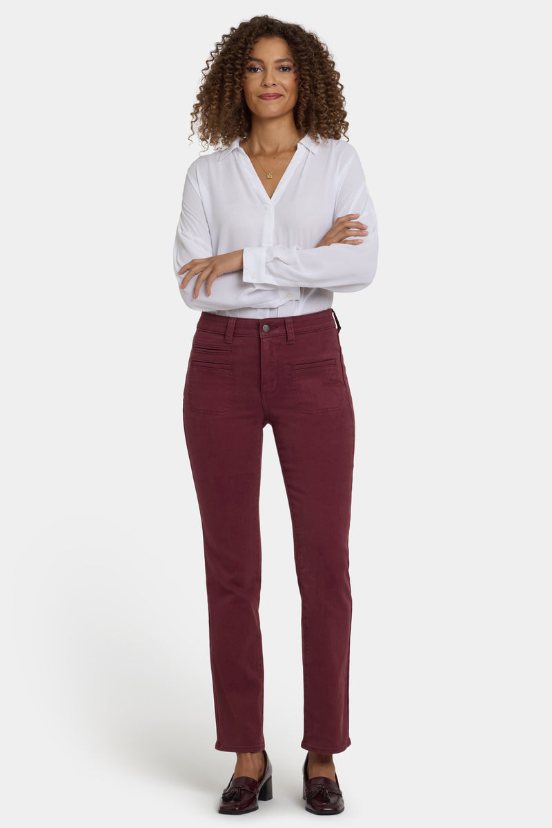 NYDJ Marilyn Straight Jeans With High Rise, Utility Welt Pockets And 31