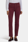 NYDJ Marilyn Straight Jeans With High Rise, Utility Welt Pockets And 31" Inseam - Sienna Red