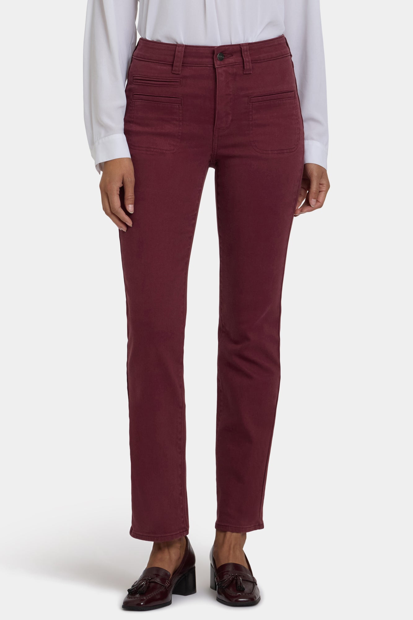 NYDJ Marilyn Straight Jeans With High Rise, Utility Welt Pockets And 31