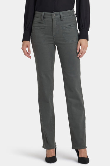 NYDJ Marilyn Straight Jeans With High Rise, Utility Welt Pockets And 31