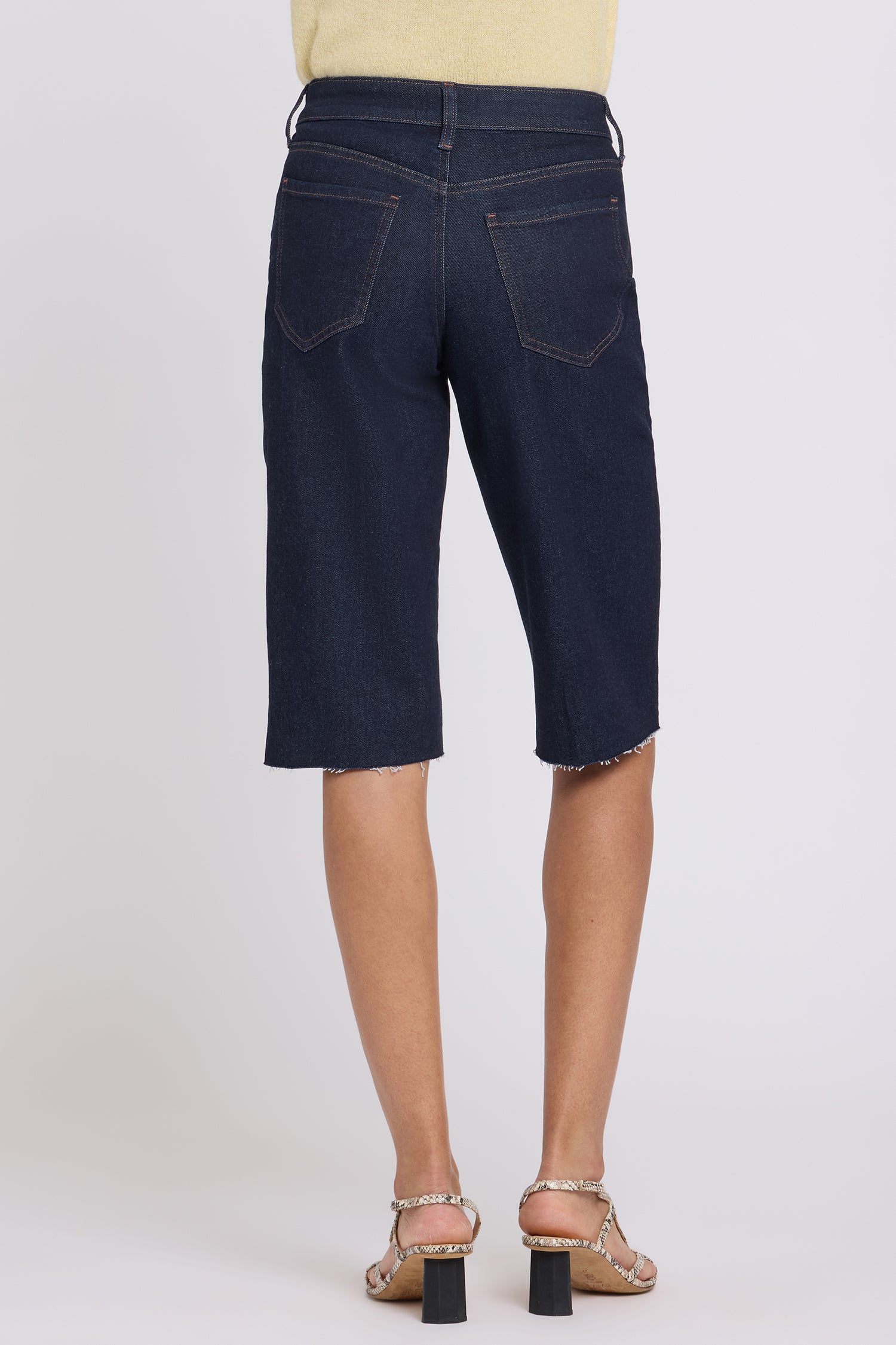 Kristie '80s Bermuda Denim Shorts With Pressed Creases And Raw