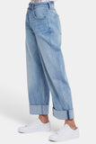 NYDJ Renee Baggy Wide Leg Jeans With Drop Waist And Roll Cuffs - Santiago Sea