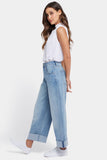 NYDJ Renee Baggy Wide Leg Jeans With Drop Waist And Roll Cuffs - Santiago Sea