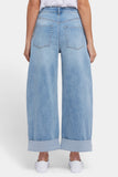 NYDJ Renee Baggy Wide Leg Jeans With Drop Waist And Roll Cuffs - Santiago Sea