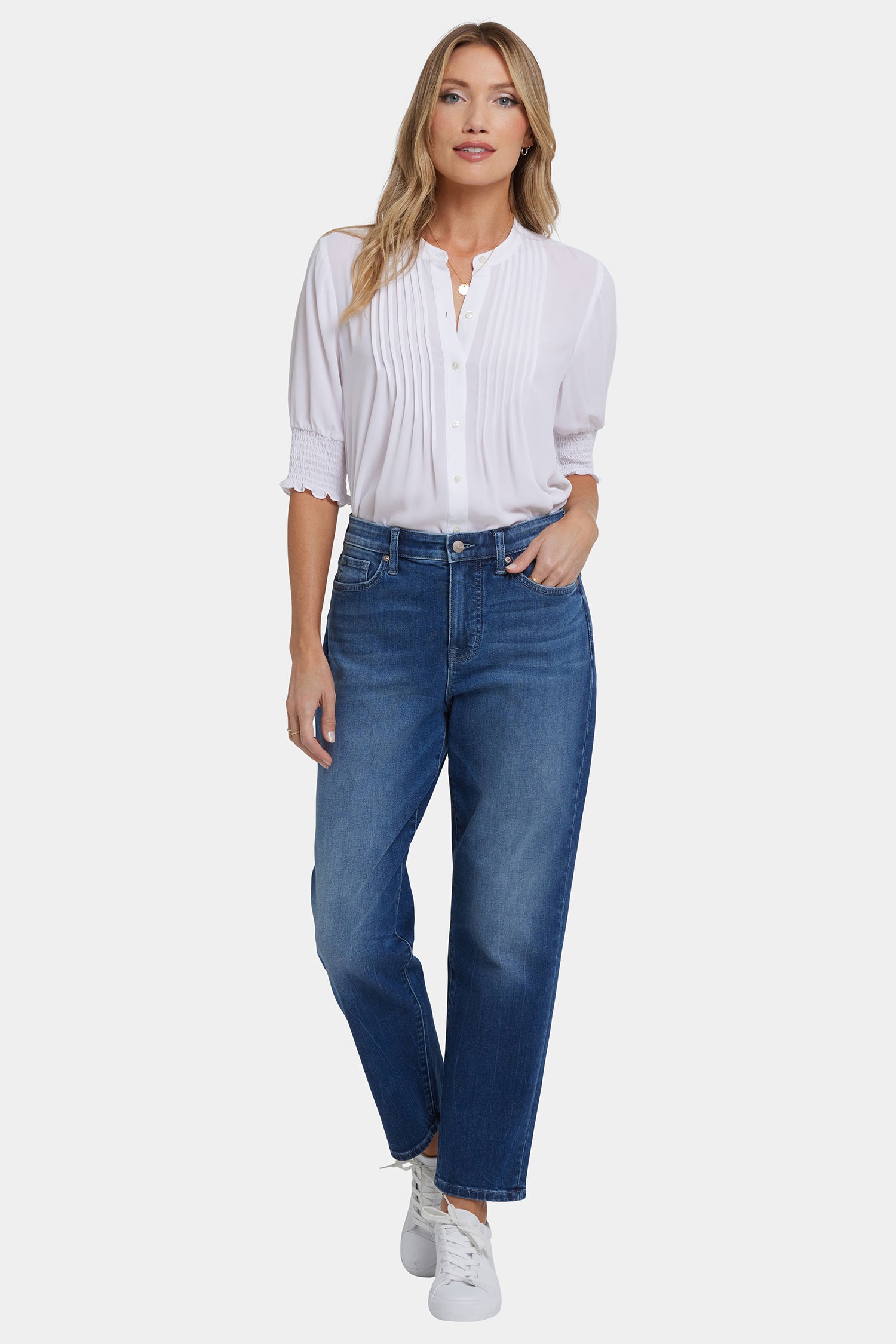 にゅじ Boyfriend Jeans With Super High Rise - Cool Marine Blue | NYDJ