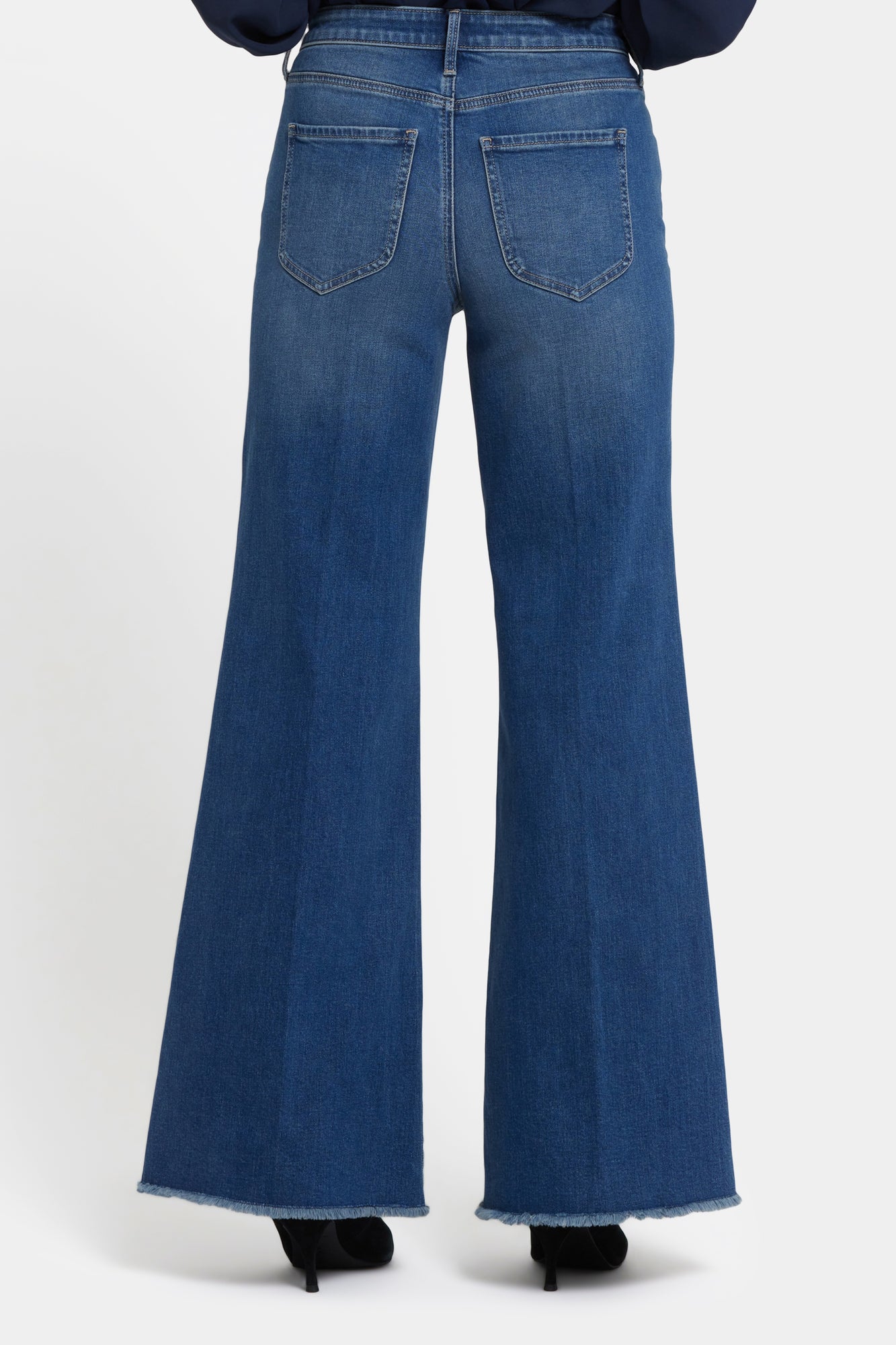 NYDJ Mia Palazzo Jeans With High Rise And Frayed Hems - Romantic Indigo