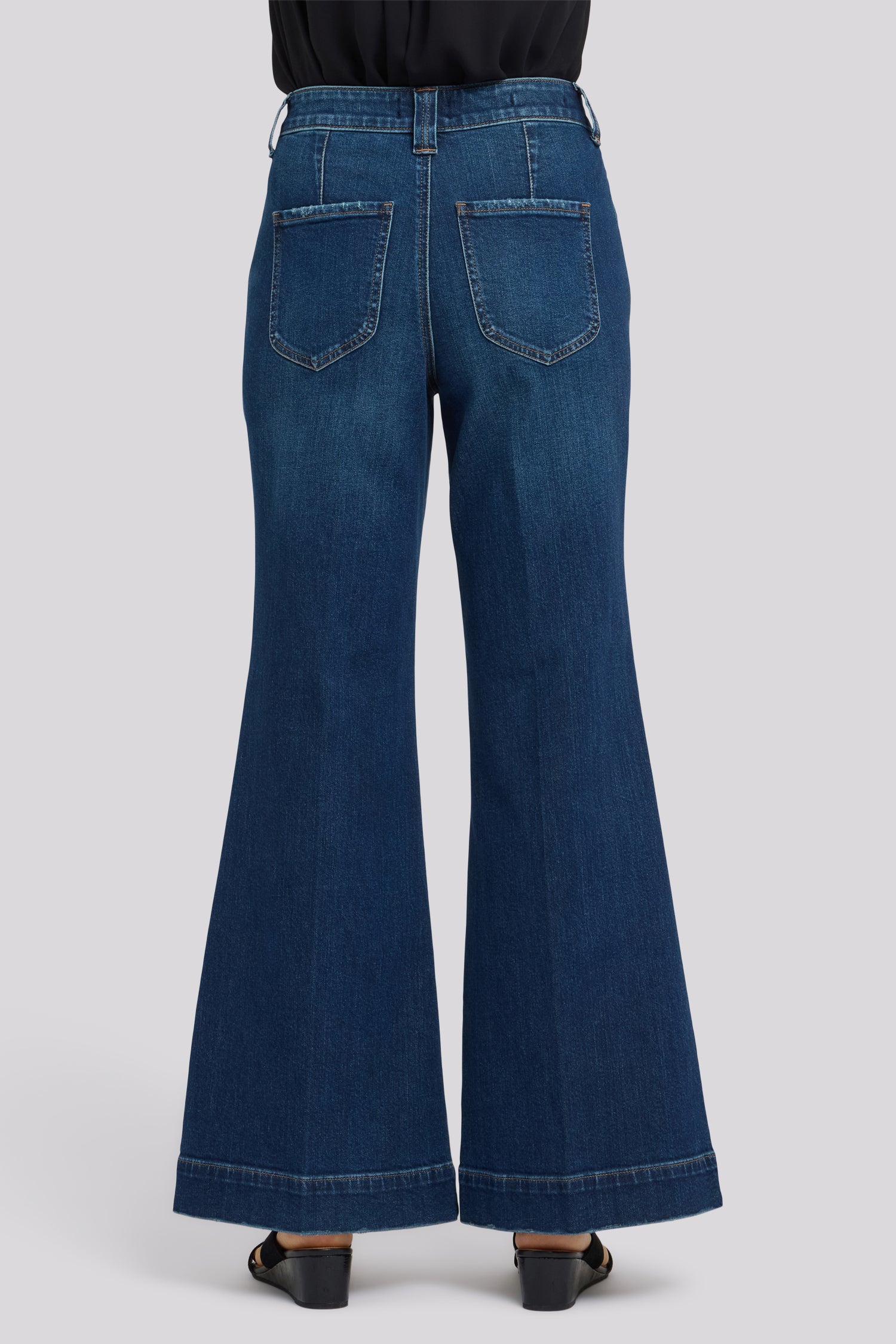 Mia Palazzo Jeans With High Rise And Wide Belt Loops - Sunset