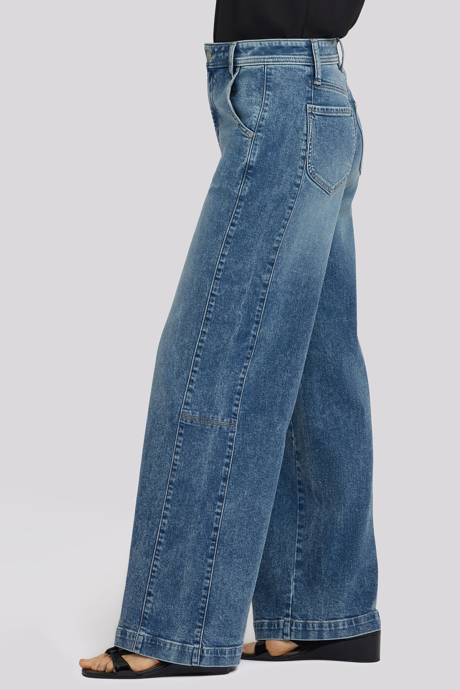 Gracie Wide Leg Jeans With Super High Rise And Paneled Seam Detail