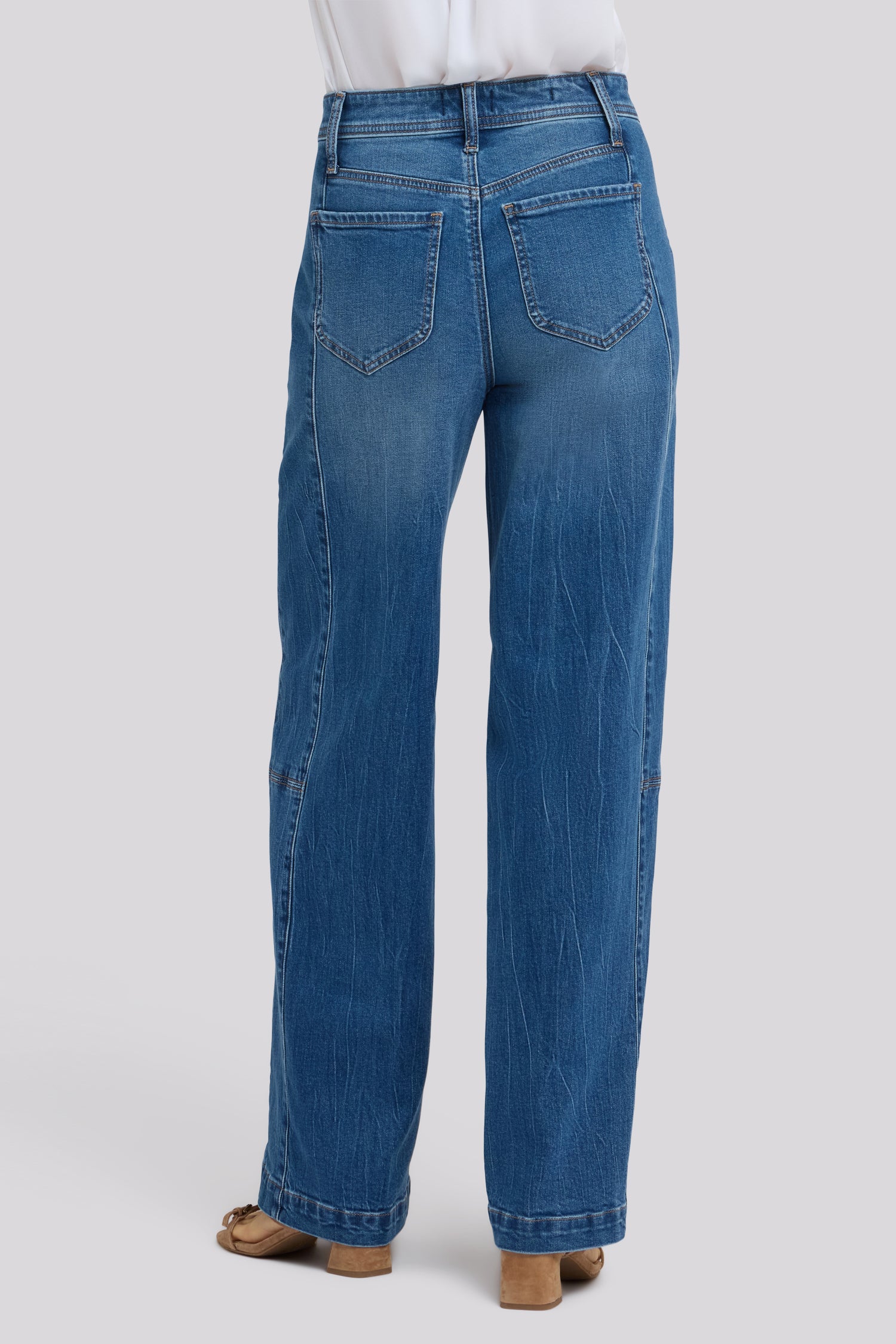 Gracie Wide Leg Jeans With Super High Rise And Paneled Seam Detail