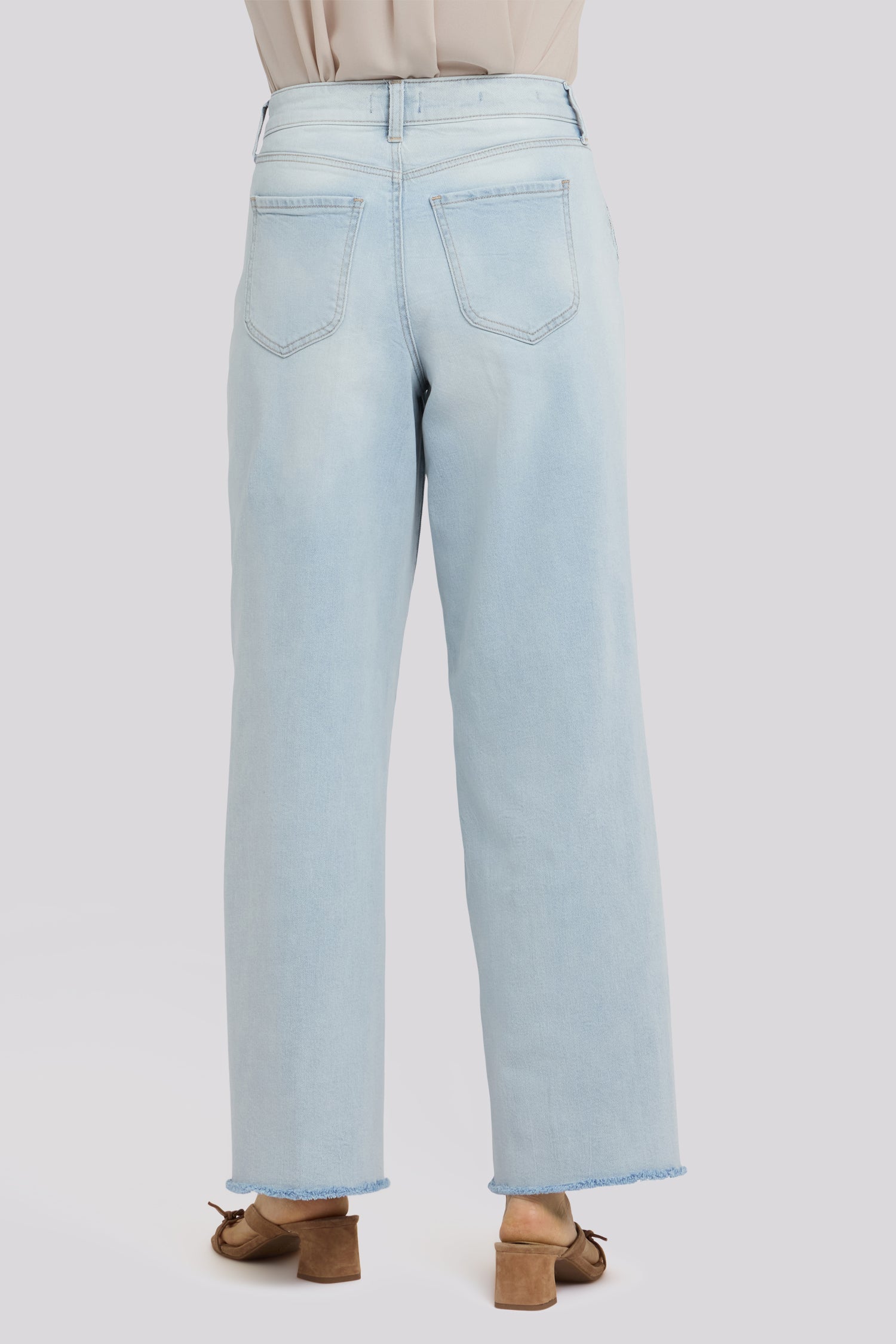 Simone Wide Leg Jeans With High Rise, Utility Detail And Raw Hems