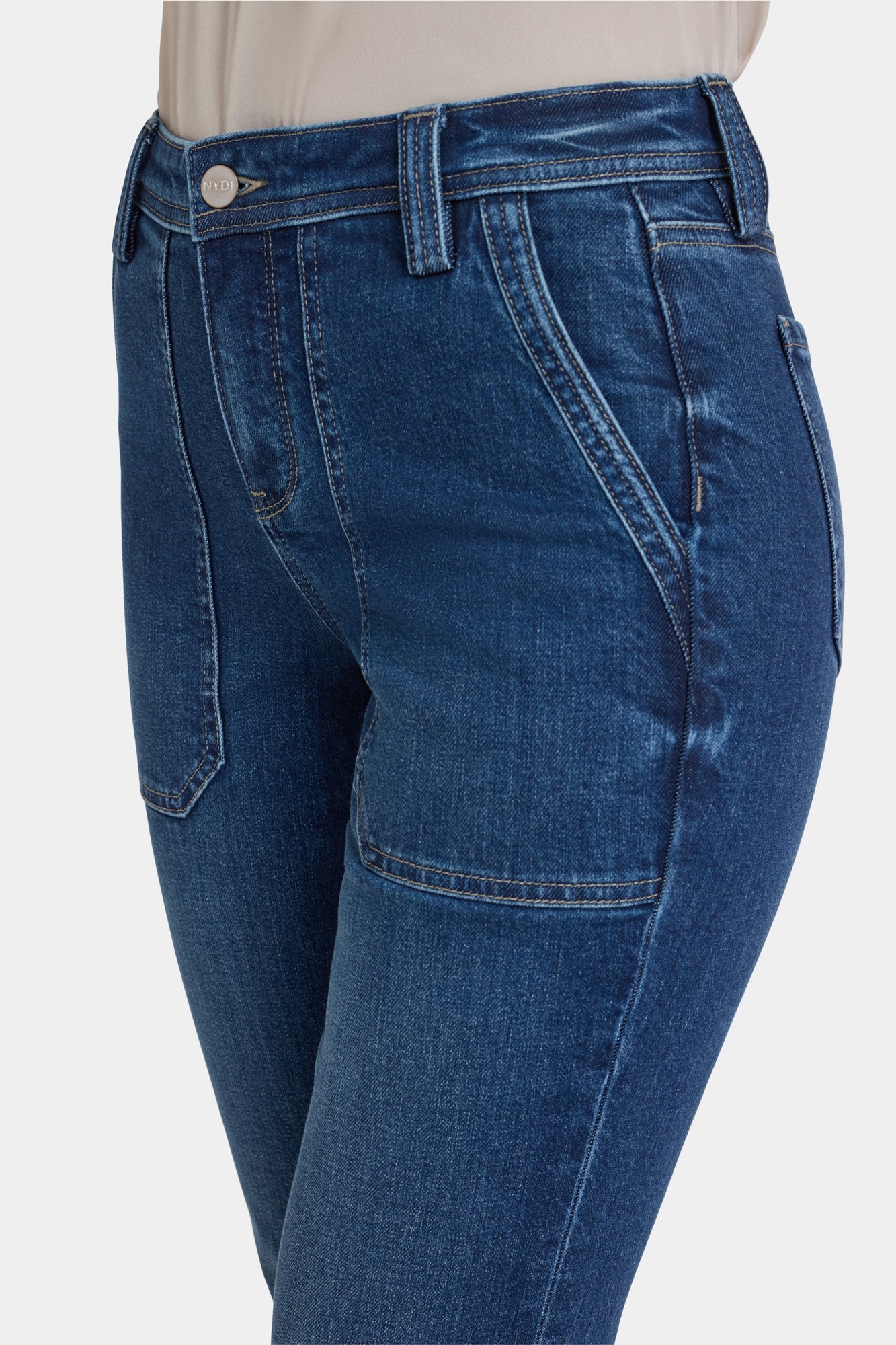 NYDJ Margot Girlfriend Jeans With Utility Pockets And Roll Cuffs - Vintage Lapis