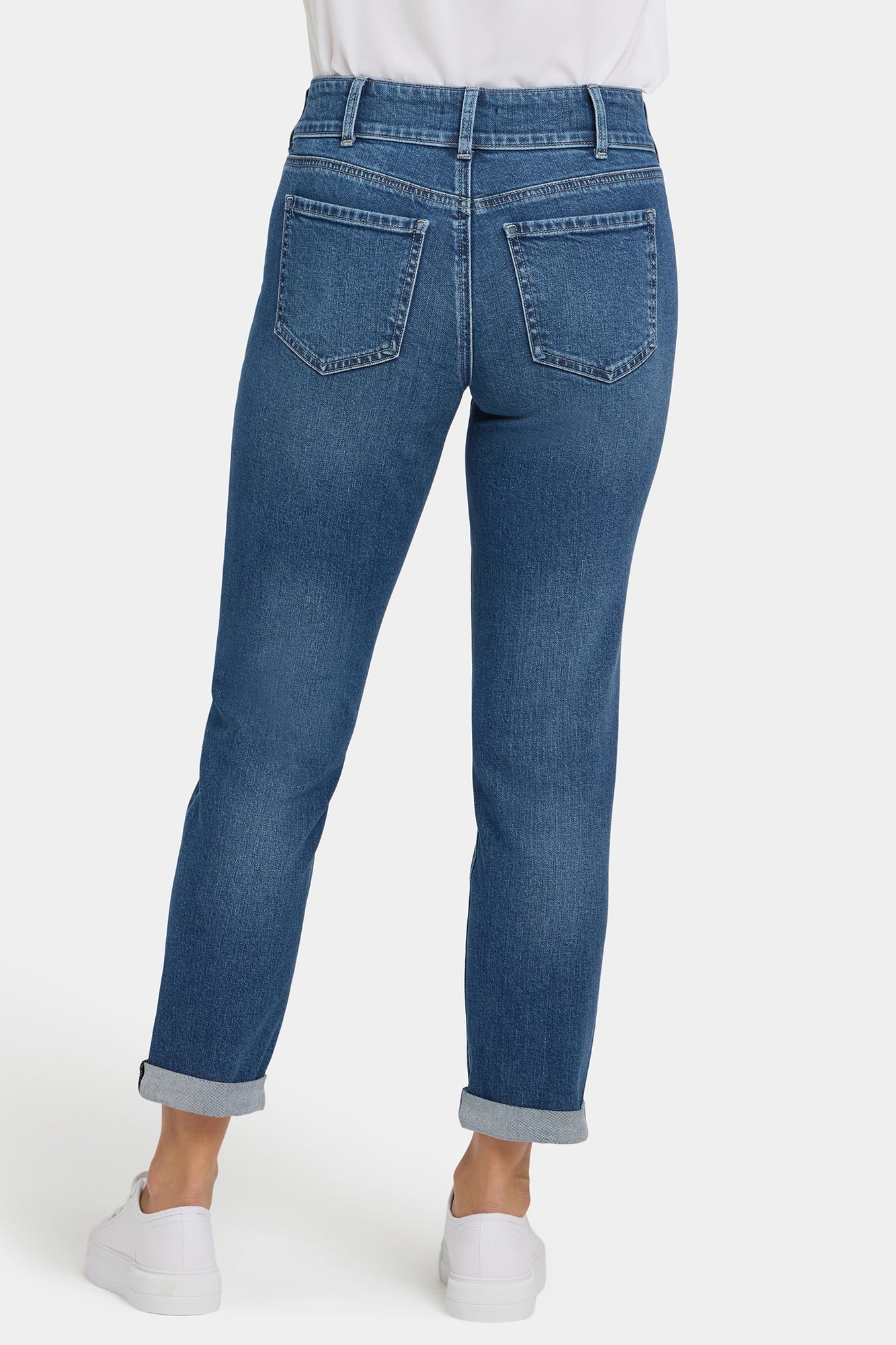 NYDJ Margot Girlfriend Jeans With Double-Button Waistband, Utility Pockets And Roll Cuffs - Lake Notre-Dame