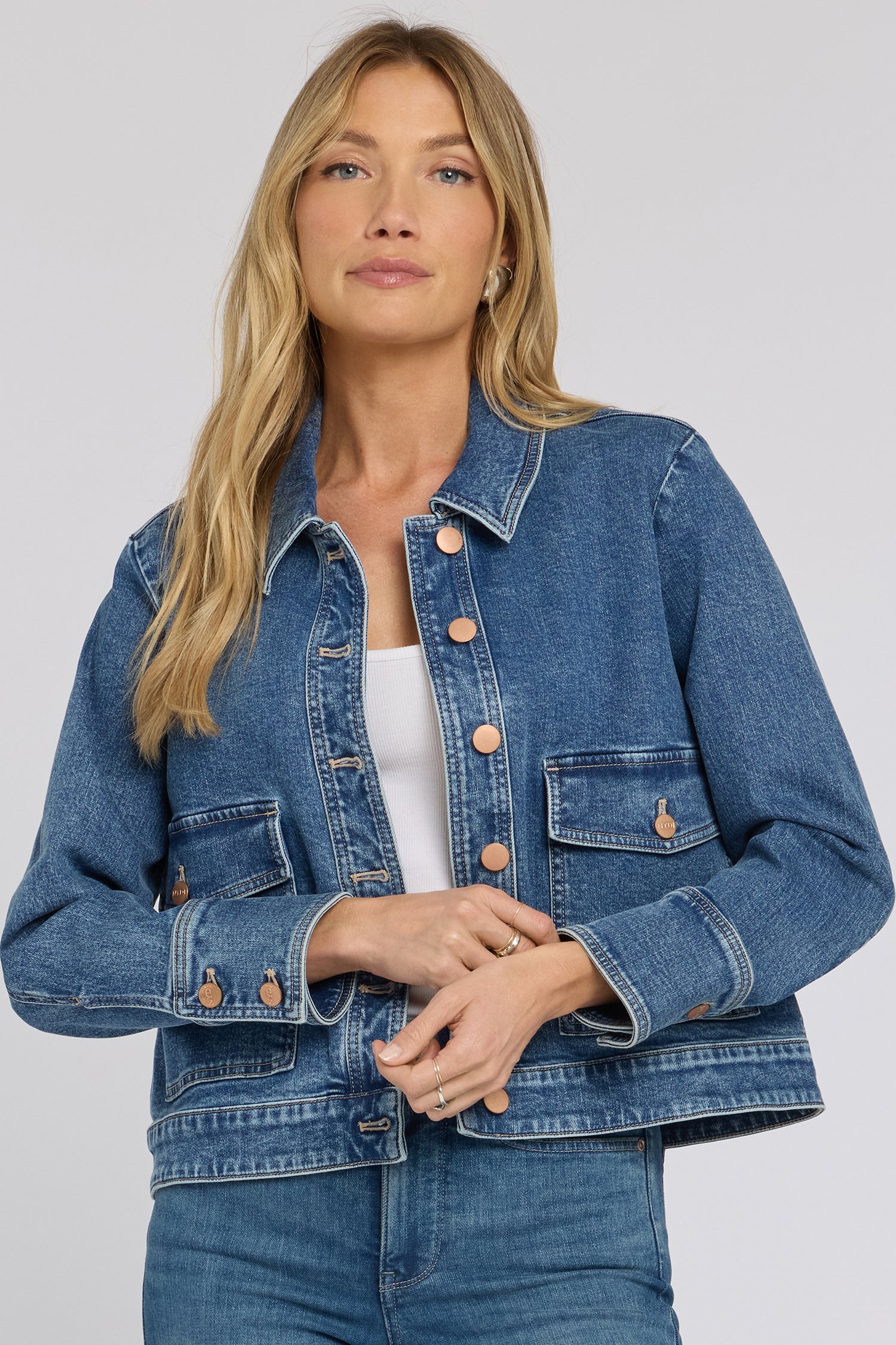 Denim Jacket With Oversize Pockets - Salton Blue | NYDJ