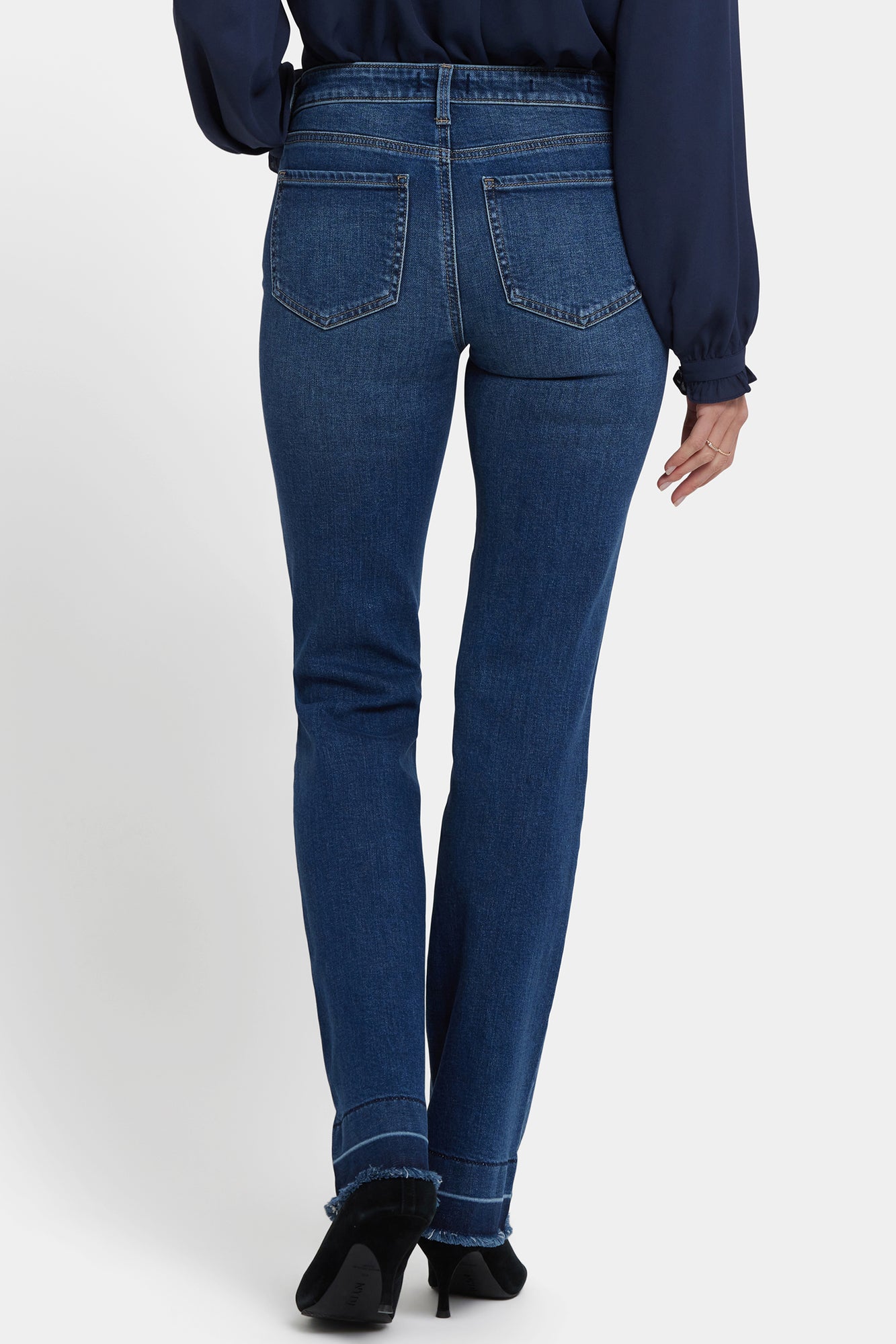 NYDJ Barbara Bootcut Jeans With Frayed Shadow Hems - Dark Loire